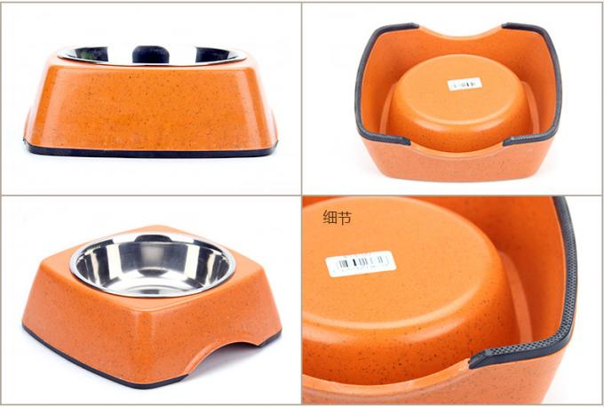 طاسة طعام حيوانات أليفة وقطط وكلاب ذات جودة جيدة من الخيزران والصلب المقاوم للصدأ 4