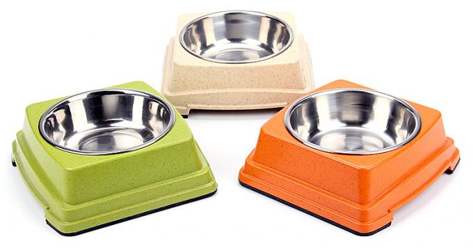 الجودة الجيدة بيع بالجملة الساخنة الخيزران الفولاذ المقاوم للصدأ كلب جرو طعام الصحن 4