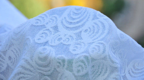 الجودة  White Jacquard Upholstery Fabric Wedding Dress Fabric 57/58" Width LOYAL Brand OEM مصنع