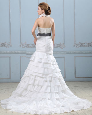 ثوب زفاف مثير مع حزام ، خفض الخصر ثوب زفاف النساء